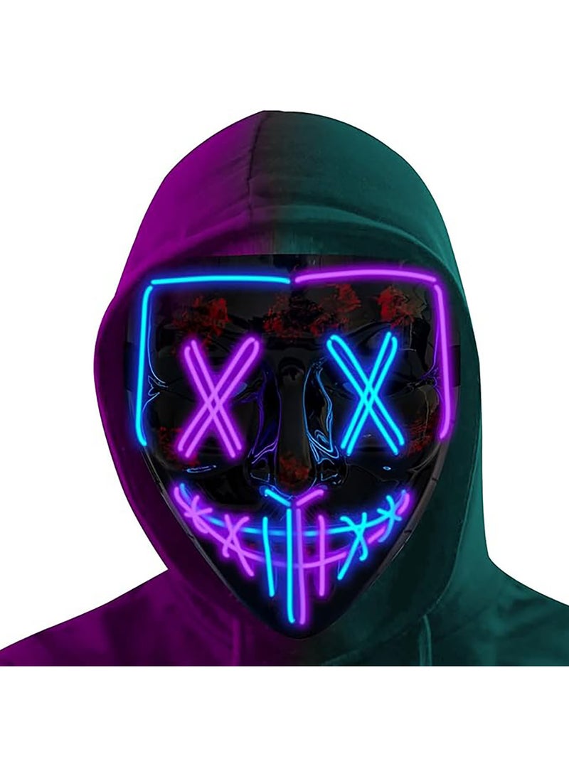 AUTOYSUR LED Mask - Light Up Mask LED Masks EL Wire Scary Mask for Masquerade Cosplay Light Up Face Mask for Kids Men Women Festival Party - Image 1