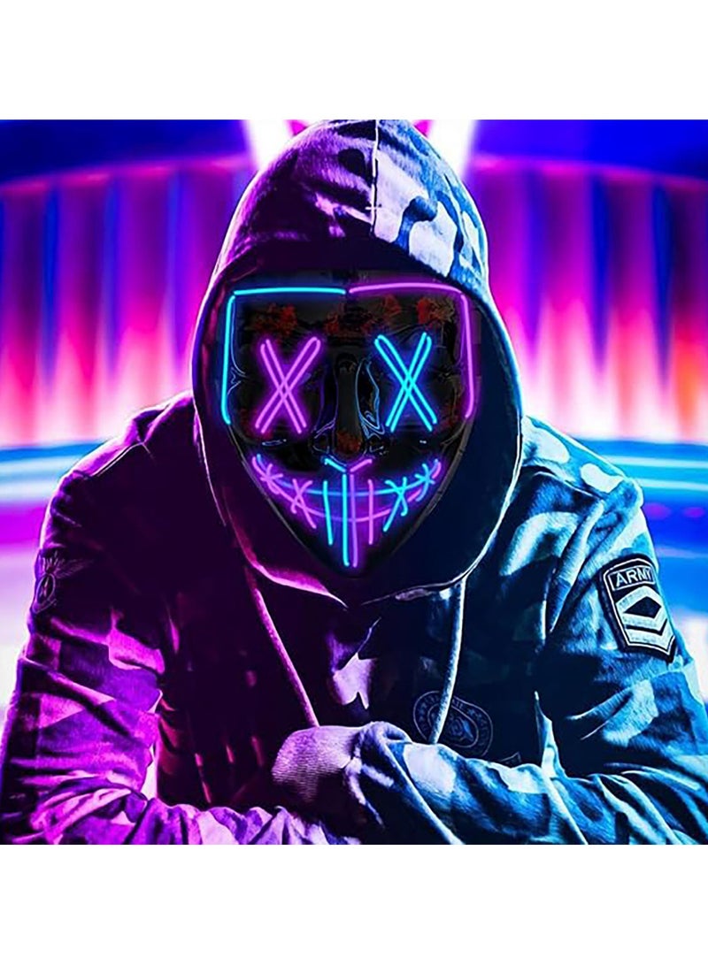 AUTOYSUR LED Mask - Light Up Mask LED Masks EL Wire Scary Mask for Masquerade Cosplay Light Up Face Mask for Kids Men Women Festival Party - Image 2