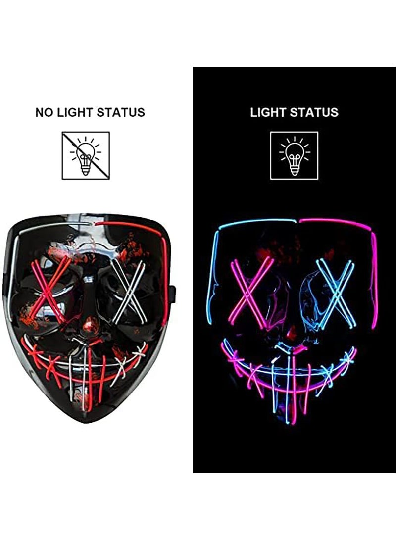 AUTOYSUR LED Mask - Light Up Mask LED Masks EL Wire Scary Mask for Masquerade Cosplay Light Up Face Mask for Kids Men Women Festival Party - Image 4