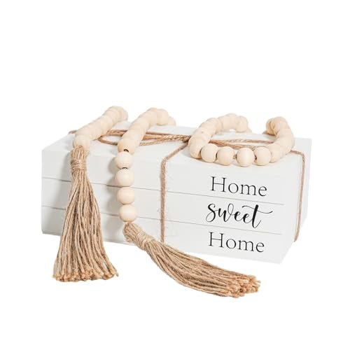 RUIRUICO Decorative Books for Home Decor, Wooden Faux Book for Decoration, Farmhouse Stacked Display Books (Home Sweet Home) - Image 1