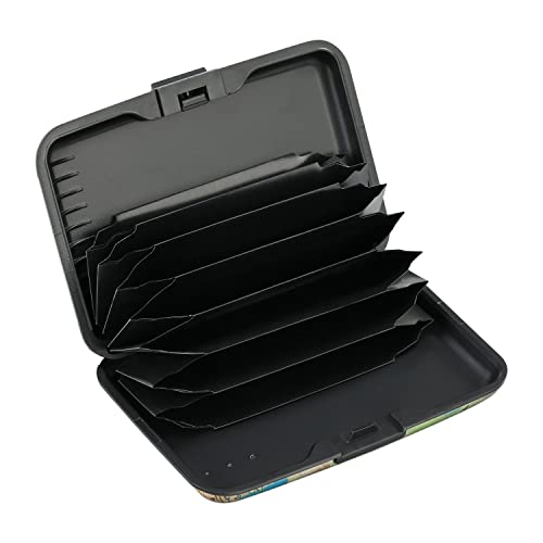 ELFISH Mini RFID Aluminum Wallet Credit Cards Holder Business Card Case Metal ID Case for Men Women(Blue Flower) - Image 2