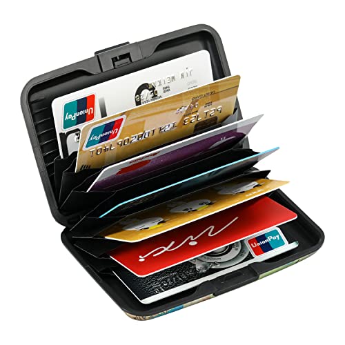 ELFISH Mini RFID Aluminum Wallet Credit Cards Holder Business Card Case Metal ID Case for Men Women(Blue Flower) - Image 5