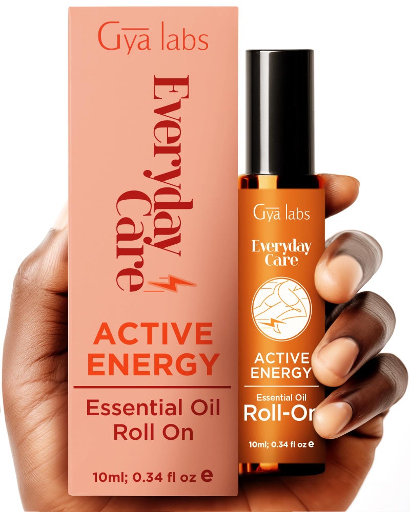 Gya Labs Active Energy Essential Oil Roll On - Blended with Energizing Lemon, Refreshing Peppermint Oil & More - 100% Pure Aromatherapy Oils Made to Stimulate The Senses - Travel Size (0.34 Fl Oz) - Image 1