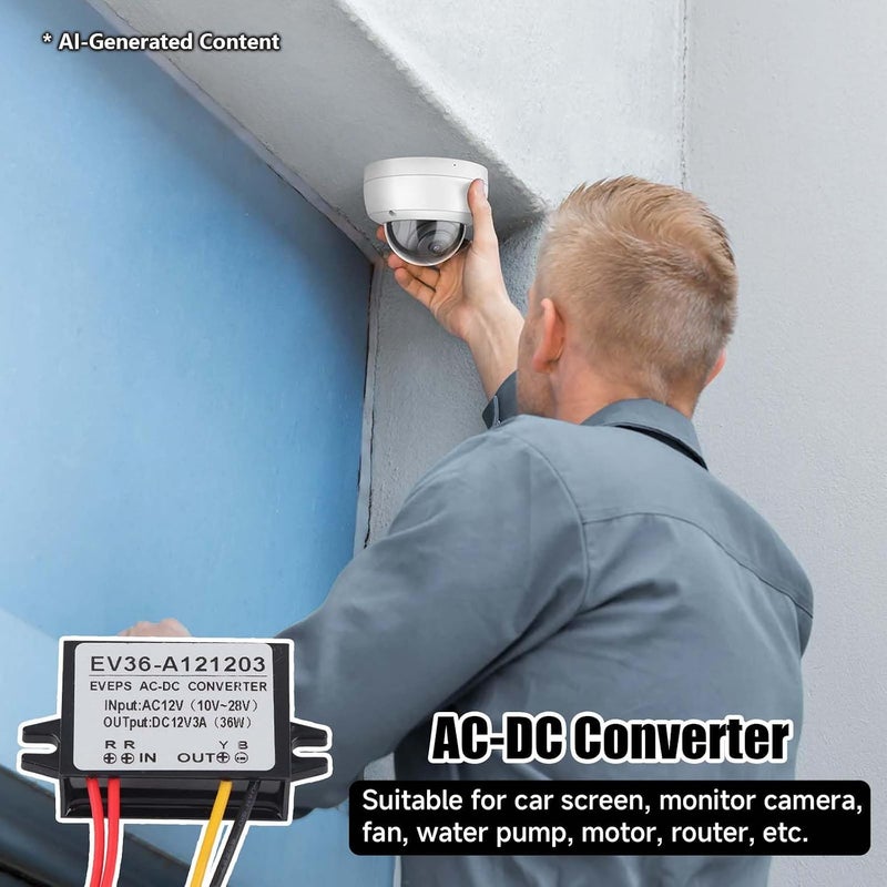 محول من تيار متردد 12V إلى تيار مستمر 12V، محول خفض جهد SMD مدمج من تيار متردد 12V إلى تيار مستمر 12V، محول تيار متردد صغير الحجم إلى تيار مستمر 12V مع حماية من قصر الدائرة للمحرك وجهاز التوجيه والمضخة، قطعة واحدة 3A - Image 5