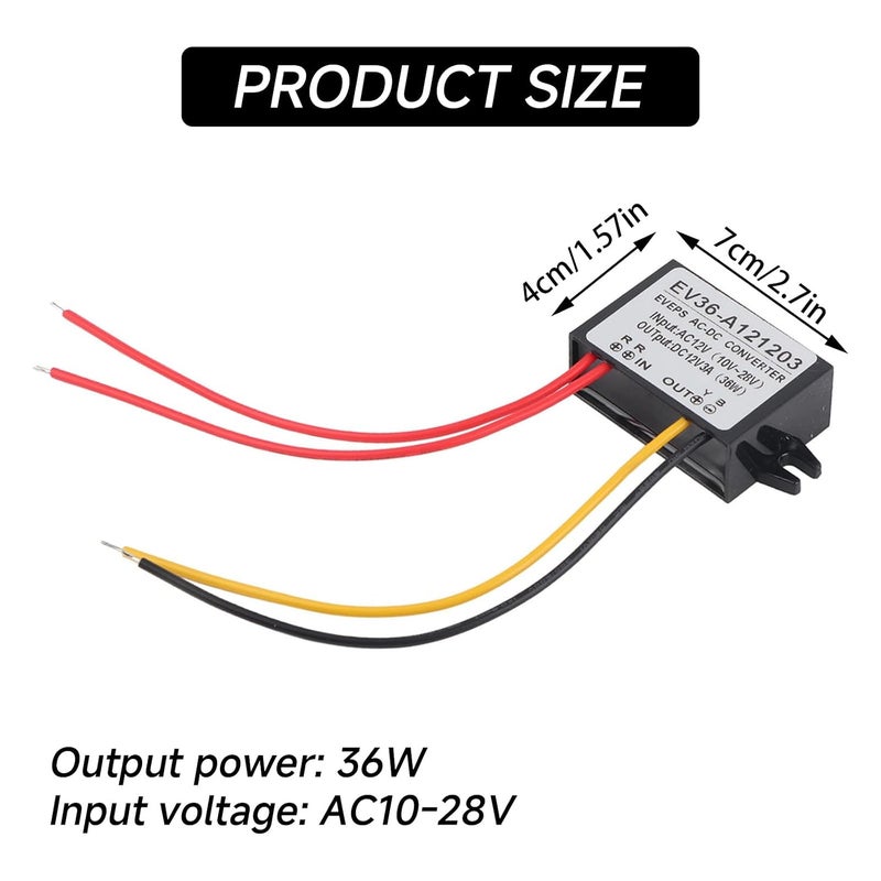 محول من تيار متردد 12V إلى تيار مستمر 12V، محول خفض جهد SMD مدمج من تيار متردد 12V إلى تيار مستمر 12V، محول تيار متردد صغير الحجم إلى تيار مستمر 12V مع حماية من قصر الدائرة للمحرك وجهاز التوجيه والمضخة، قطعة واحدة 3A - Image 2
