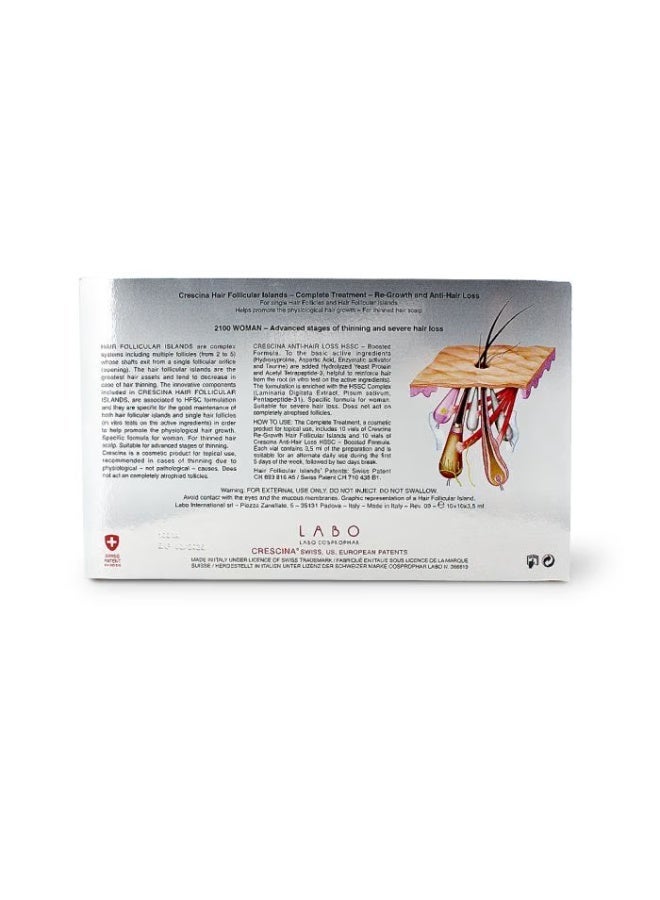 Crescina Hair Follicular Islands Re Growth Complete Treatment Woman 2100 10+10 S - Image 2