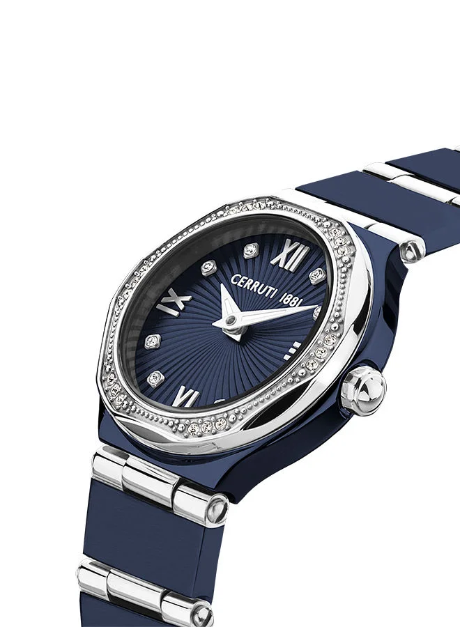 CERRUTI 1881 Womens Round Shape Stainless Steel Analog Wrist Watch CIWLH2225305 26 mm Blue