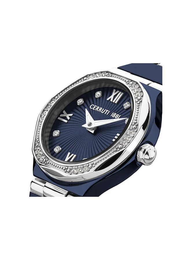 CERRUTI 1881 Womens Round Shape Stainless Steel Analog Wrist Watch CIWLH2225305 26 mm Blue