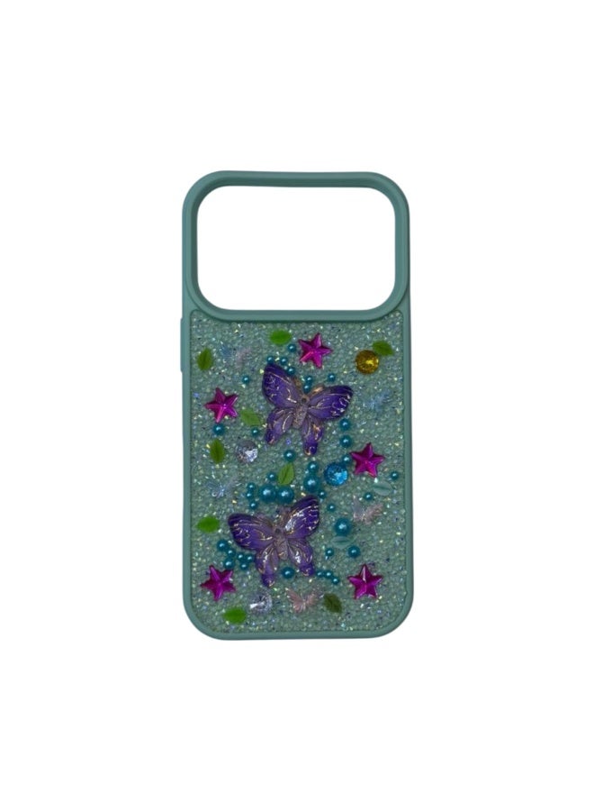 ماكسويل جراب ماكسويل ستون باترفلاي لهاتف آيفون 17 برو، لون أزرق مخضر - Image 1