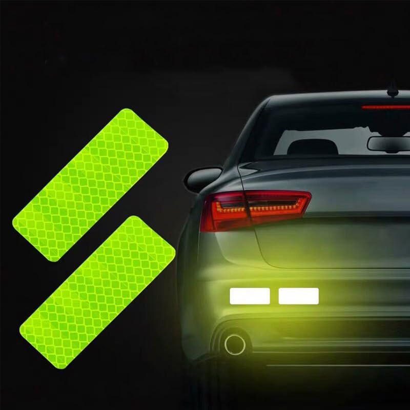 VADDA Universal Reflective Car Stickers 10 Pcs, Rectangular Stripe Stickers for Cars, Trucks, Bikes, Bicycle, Night Visibility Vehicle Safety Reflectors for Car Bumper, Hood, Fender & Door - Neon - Image 1