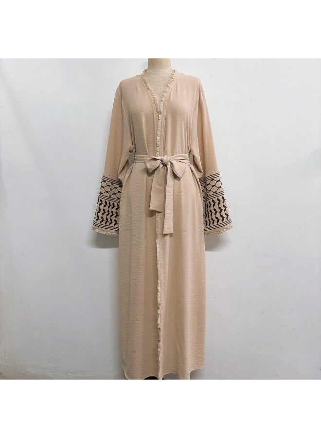 New Fashion Simple Embroidered Cardigan With Beard Dress Headscarf - Image 1