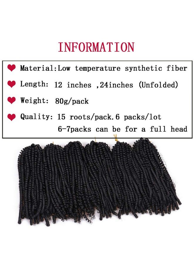 Liyate 6 Packs Spring Twist Braiding Hair Spring Twists Bomb Twist Hair Synthetic Fiber Fluffy Twist Crochet Braids Low Temperature Twist Crochet Hair for Women Braiding Hair(12inch,1B) - Image 2