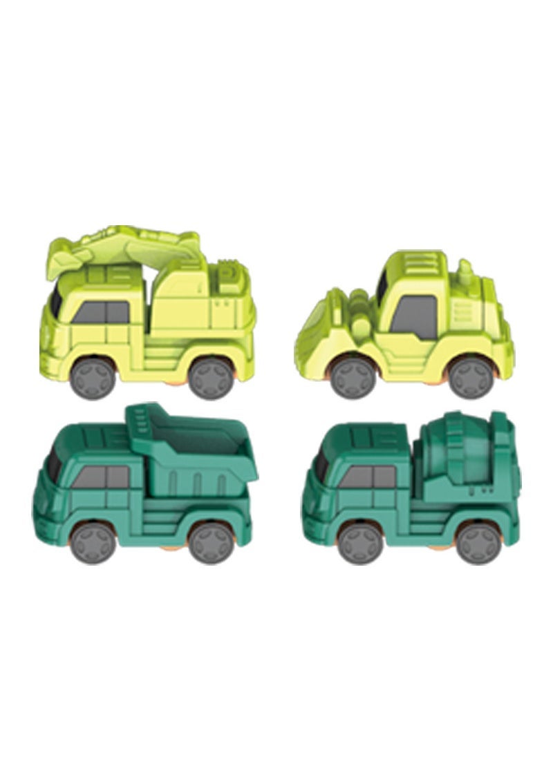 Dinosaur Adventure Race Track Toy Set 4 green engineering vehicles 