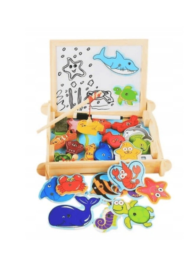 Fishing Drawing Board for Kids, Wooden Learning Toy with Math Problems - Image 4