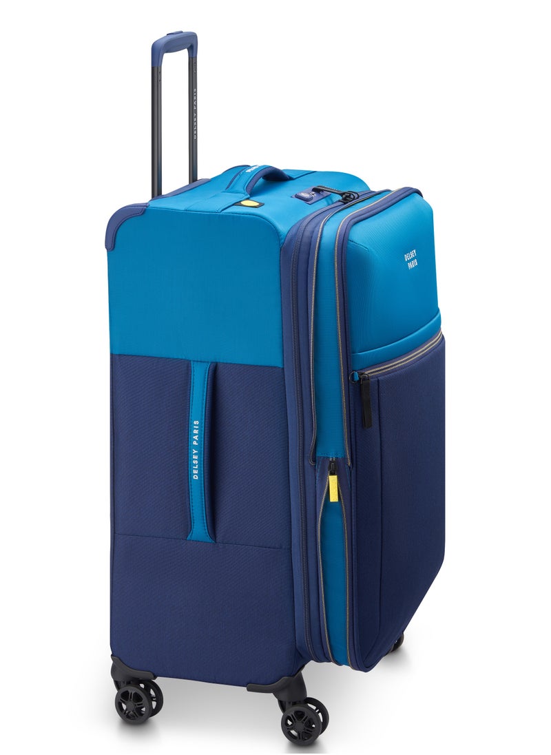 DELSEY Paris Brochant 3.0 67cm Soft Case Expandable 4 Double Wheel Luggage Trolley- Ultramarine Blue  - Image 5