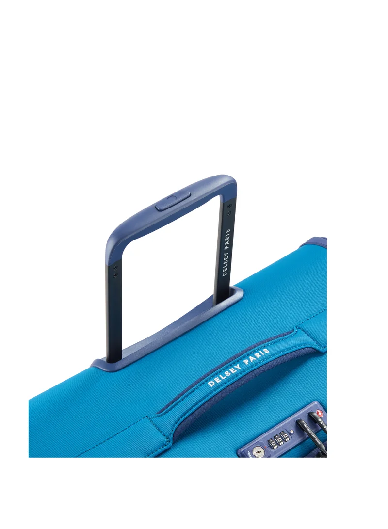 DELSEY Paris Brochant 3.0 67cm Soft Case Expandable 4 Double Wheel Luggage Trolley- Ultramarine Blue