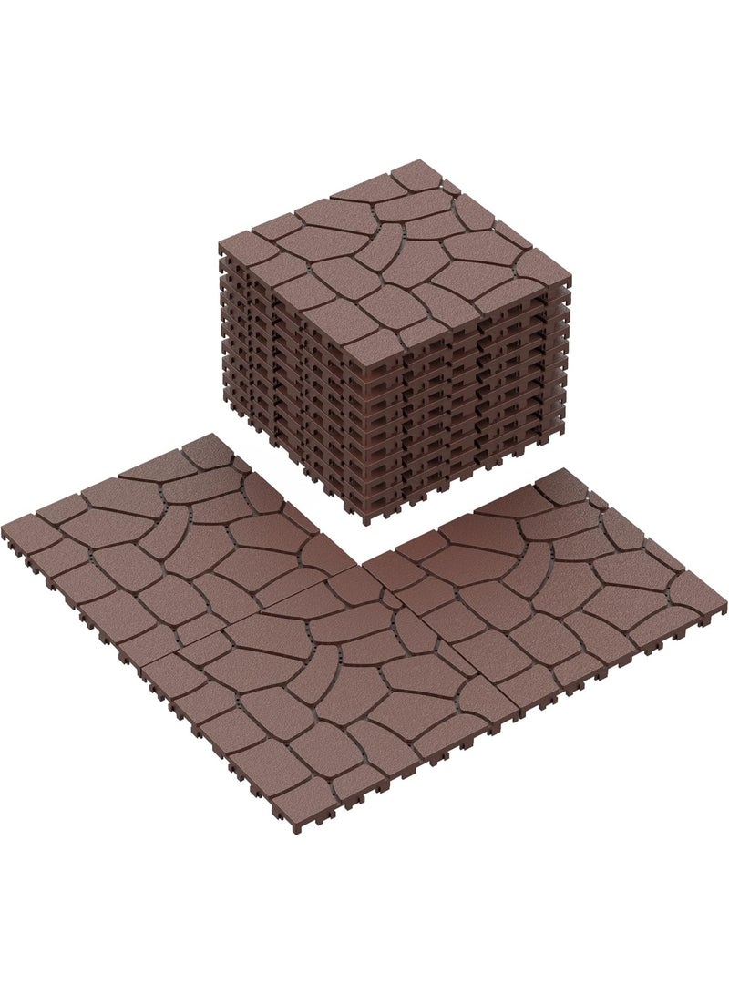 Plastic Interlocking Deck Tiles, 44 Pack Patio Deck Tiles,12"x12" Plastic Patio Flooring Outdoor Waterproof, Decking Tiles for Poolside Balcony Backyard, All Weather Use - Image 1