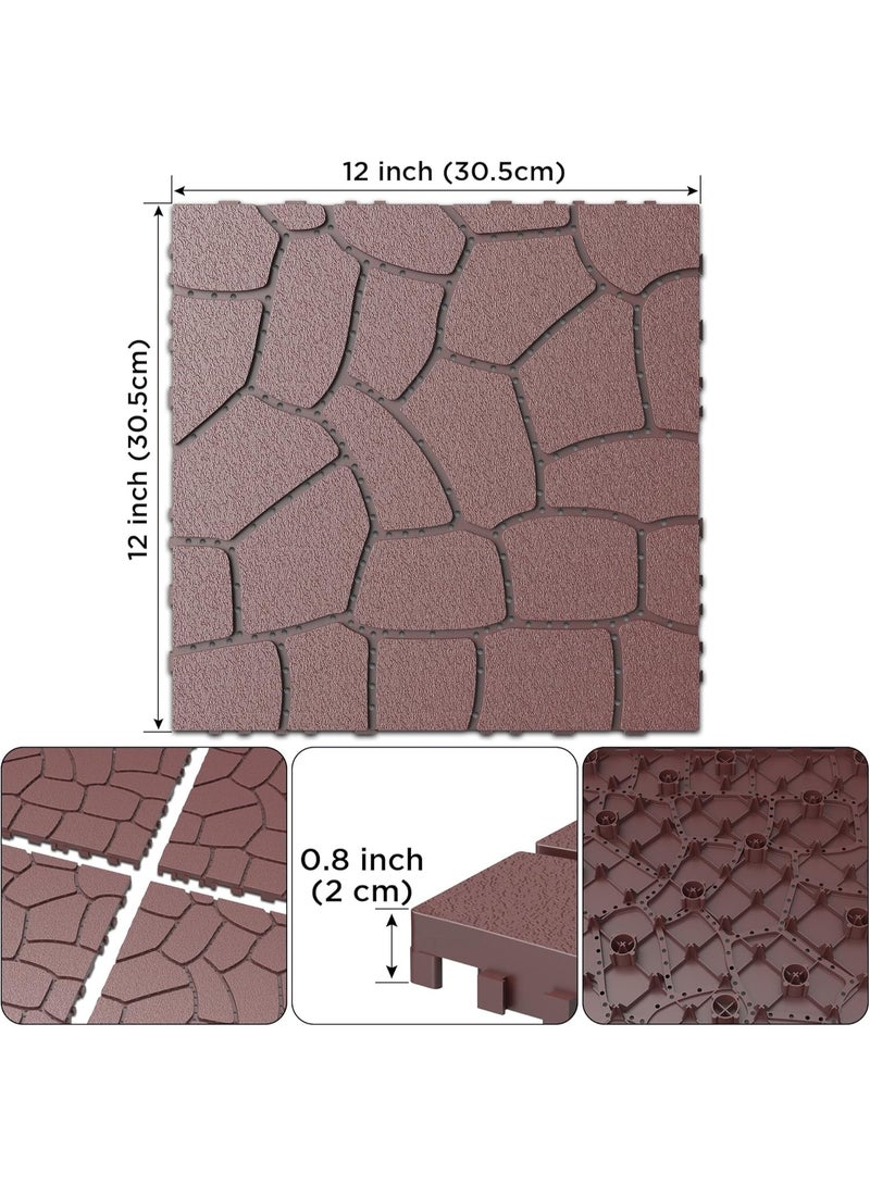 Plastic Interlocking Deck Tiles, 44 Pack Patio Deck Tiles,12"x12" Plastic Patio Flooring Outdoor Waterproof, Decking Tiles for Poolside Balcony Backyard, All Weather Use - Image 2