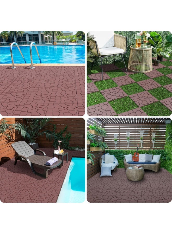 Plastic Interlocking Deck Tiles, 44 Pack Patio Deck Tiles,12"x12" Plastic Patio Flooring Outdoor Waterproof, Decking Tiles for Poolside Balcony Backyard, All Weather Use - Image 4