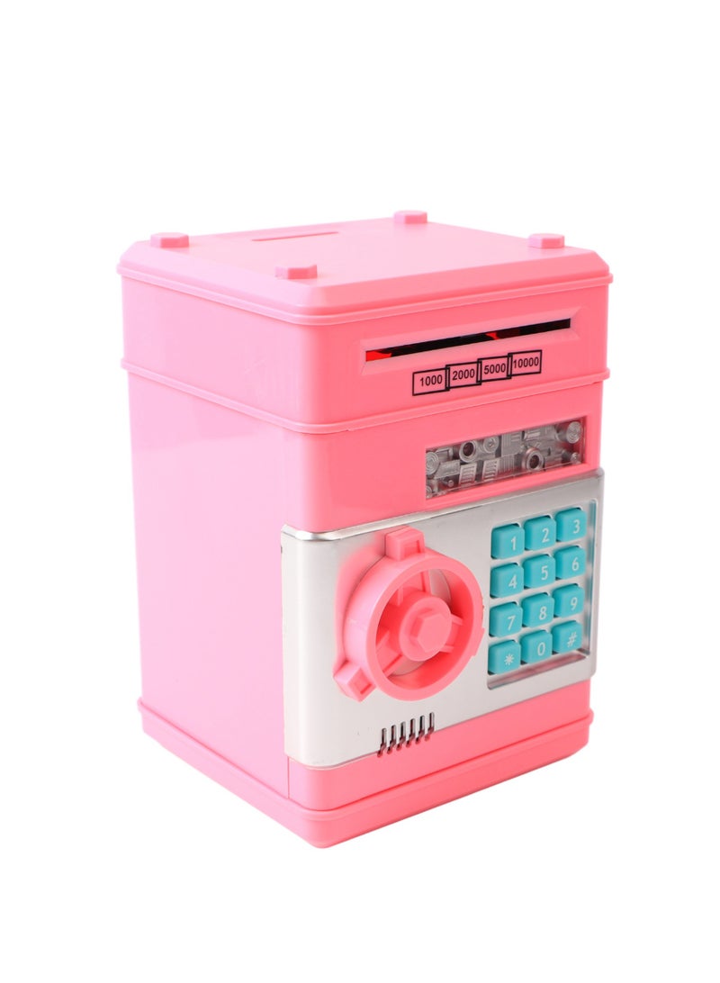 فيلوز صندوق نقود للأطفال، آمن مقلد، صندوق عملات معدنية بقفل بكلمة مرور، وردي - Image 2