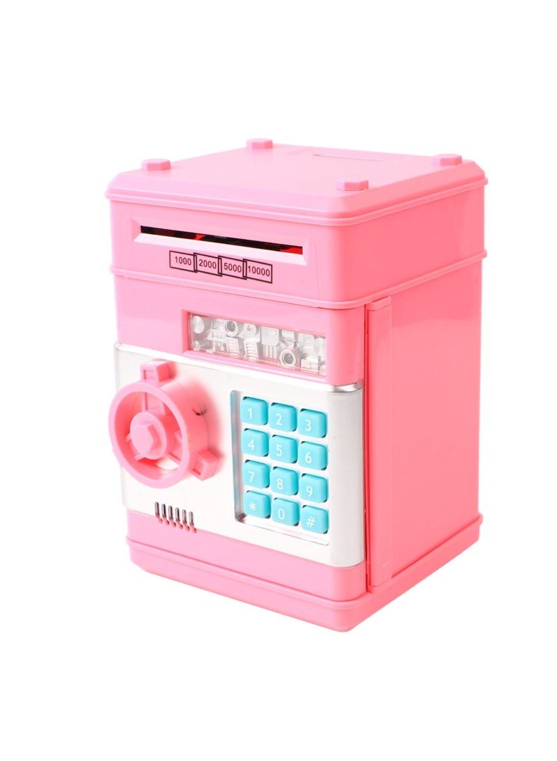 فيلوز صندوق نقود للأطفال، آمن مقلد، صندوق عملات معدنية بقفل بكلمة مرور، وردي - Image 3