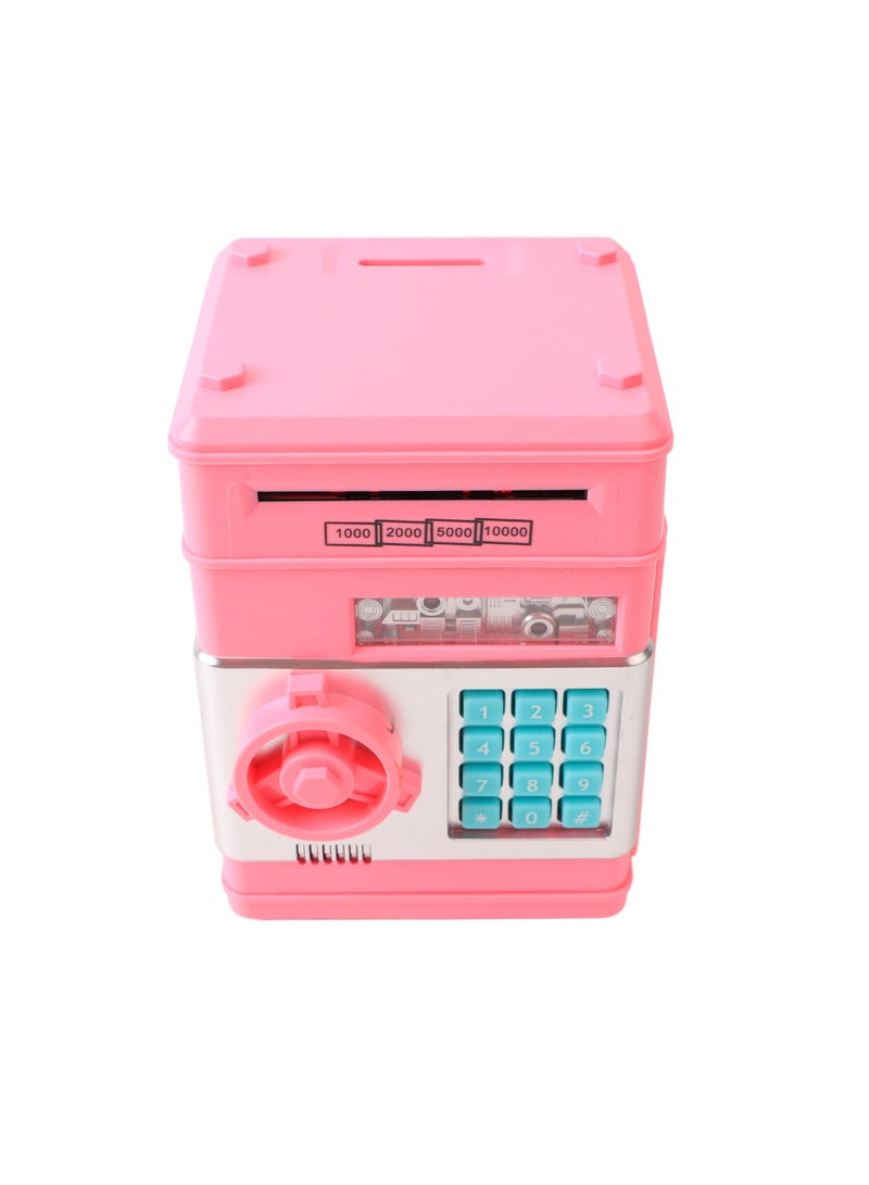 فيلوز صندوق نقود للأطفال، آمن مقلد، صندوق عملات معدنية بقفل بكلمة مرور، وردي - Image 4