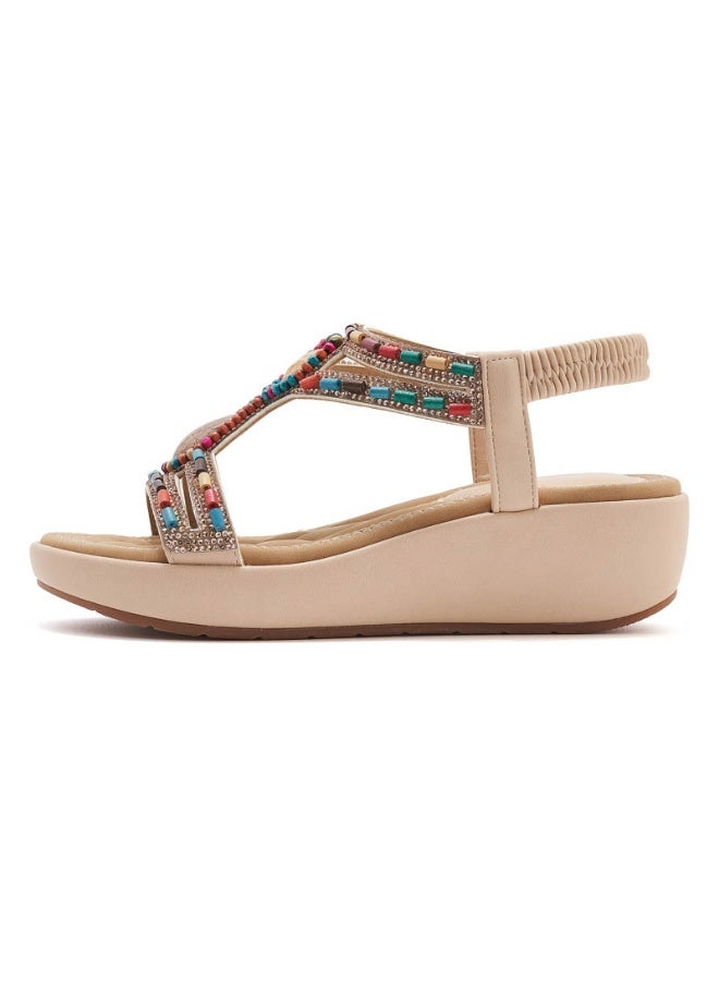 NIBEMINENT European and American Style Wedge Heel Women's Sandals Ethnic Style Retro Fashion Casual Women's Sandals Waterproof Platform  - Image 1