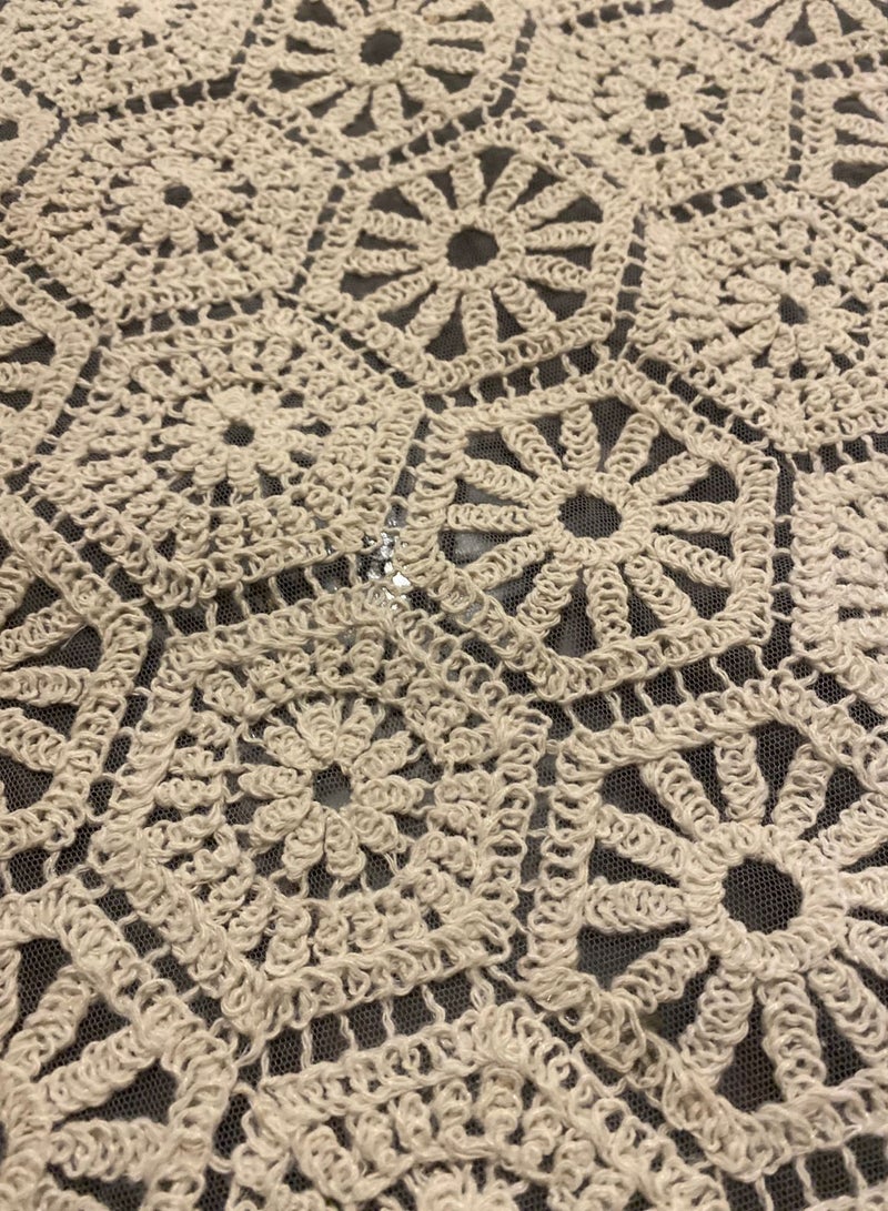 A rectangular tablecloth made of interlocking embroidered units with decorative borders for a unique decorative touch. Designed for those who love distinction and elegance. Dimensions: 120 cm x 2 meters. - Image 1