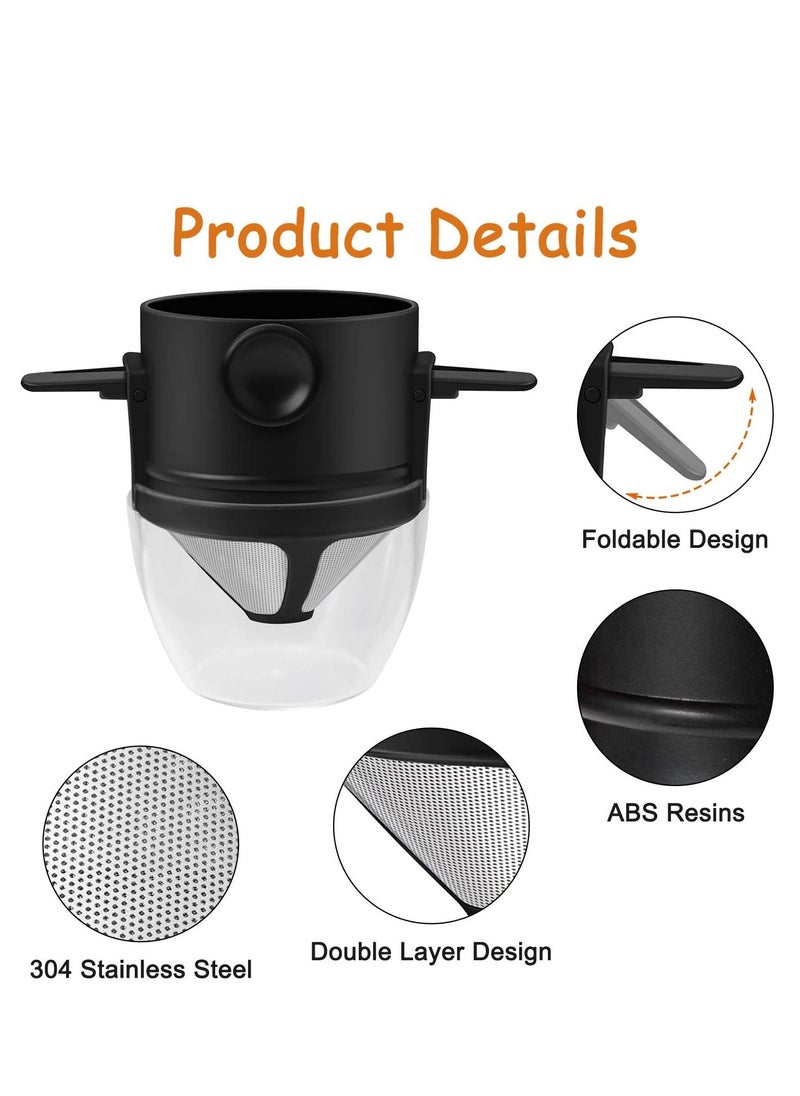 SYOSI - Coffee Filter Portable Reusable Stainless Steel Cone Paperless Coffee Filter Pour Over Coffee Maker 1-2 Cup Easy to Clean for Home Office Travel - Image 1