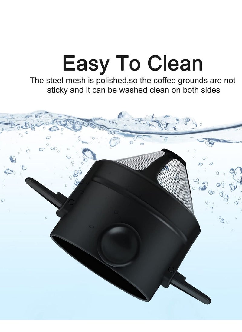 SYOSI - Coffee Filter Portable Reusable Stainless Steel Cone Paperless Coffee Filter Pour Over Coffee Maker 1-2 Cup Easy to Clean for Home Office Travel - Image 1