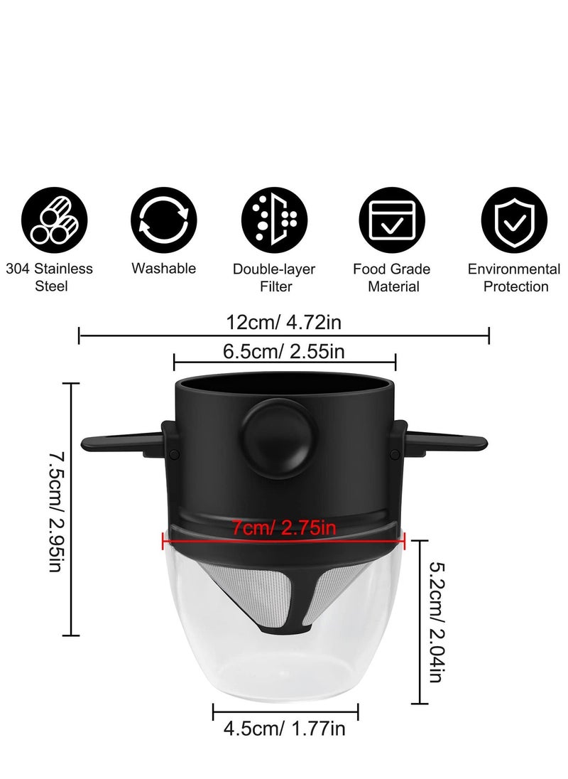 SYOSI - Coffee Filter Portable Reusable Stainless Steel Cone Paperless Coffee Filter Pour Over Coffee Maker 1-2 Cup Easy to Clean for Home Office Travel - Image 1