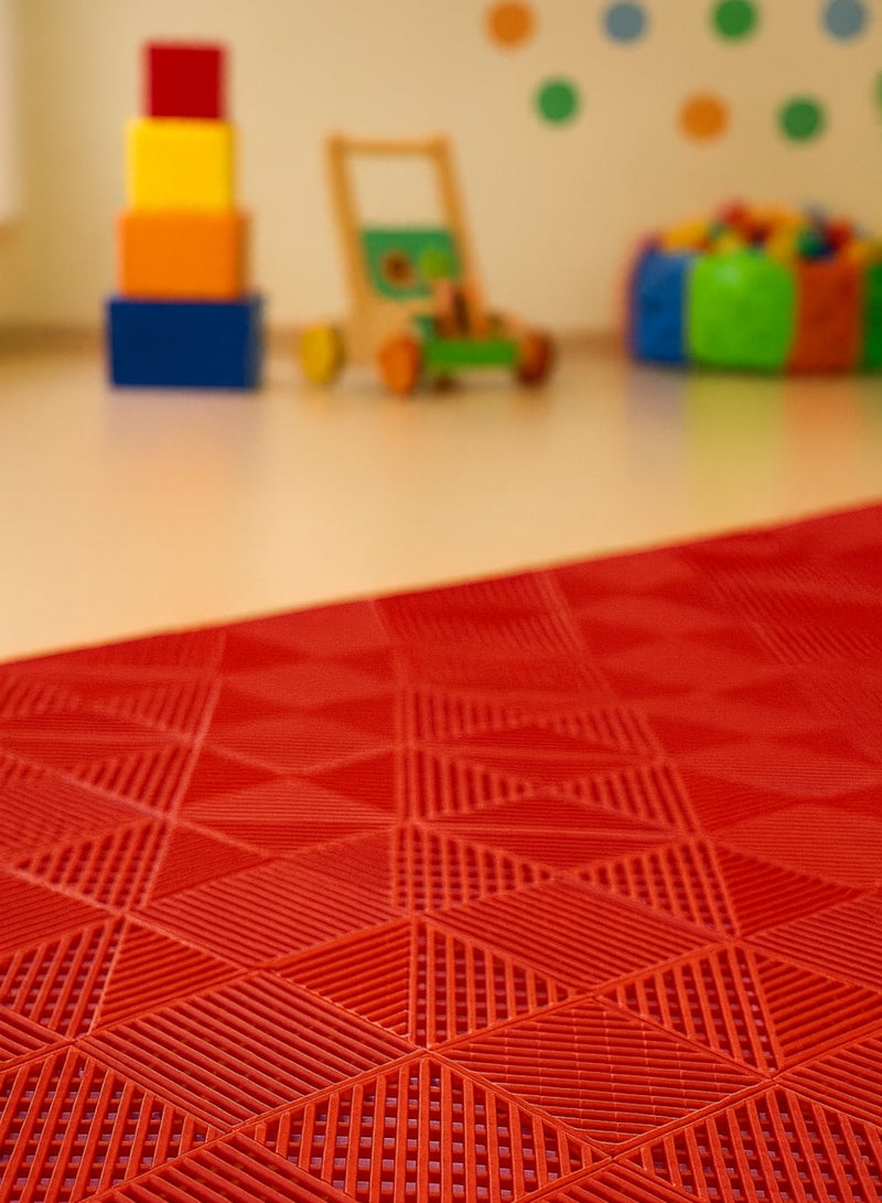 Dakota 8 Pack Interlocking Non-Slip Drainage Floor Tiles, 40×40 cm Soft PVC Bath & Shower Floor Mat | Non-Slip, Water-Resistant, Drainage Holes | Red | Ideal for Garden,Sevice Center,Bathroom, Kitchen, Pool & Wet Areas – Made in Italy - Image 3