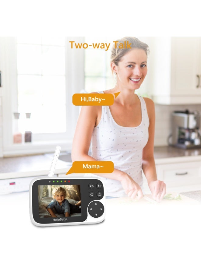 Hellobaby HB2031 2025 Model Video Baby Monitor 3.2'' LCD Display Screen with Camera, Infrared Night Vision, Two Way Talk, VOX Mode, Built-in Lullabies, Long Range 1000 Feet and Temperature Monitoring - Image 5