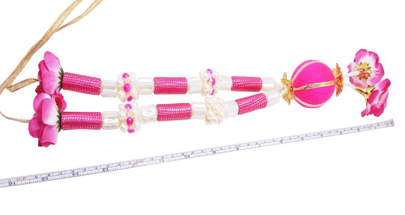 CLICKSWIFT قلادة زهور صناعية من كليكسويفت باللونين الوردي والأبيض مع خرز للصور والأصنام، زينة ريبون للصور للأحباء، قلادة تقليدية، ملابس تنكرية، حفلات زفاف، غرفة بوجا، 39 سم، 1 قطعة - Image 3