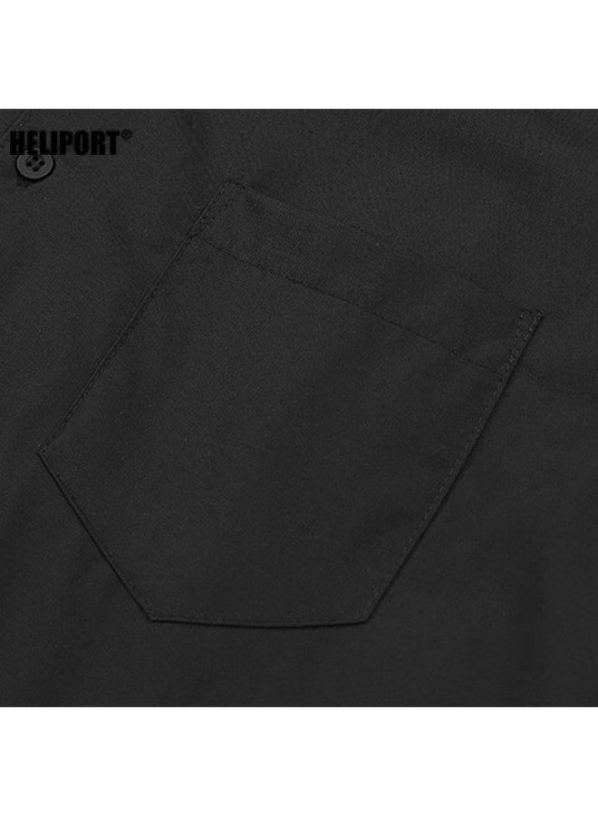 Heliport Korean Trendy Stylish Solid Color Casual Simple Loose Lapel High-end Long-sleeve Shirt, Black, Size S - Image 2