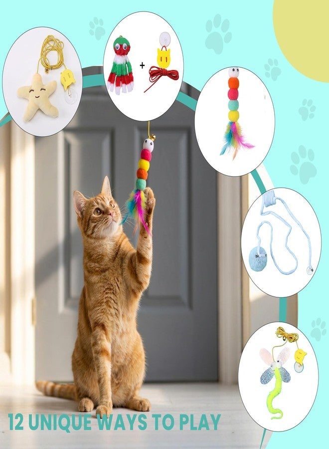 Cotkkstt 12Pack Hanging Cat Toy for Bored Indoor Cats. Interactive Cat Toy Set with Cat Wand Toy Styles,Cat Feather Toy Refill and Cat Toys for Indoor Cats for Play Exercise - Image 3