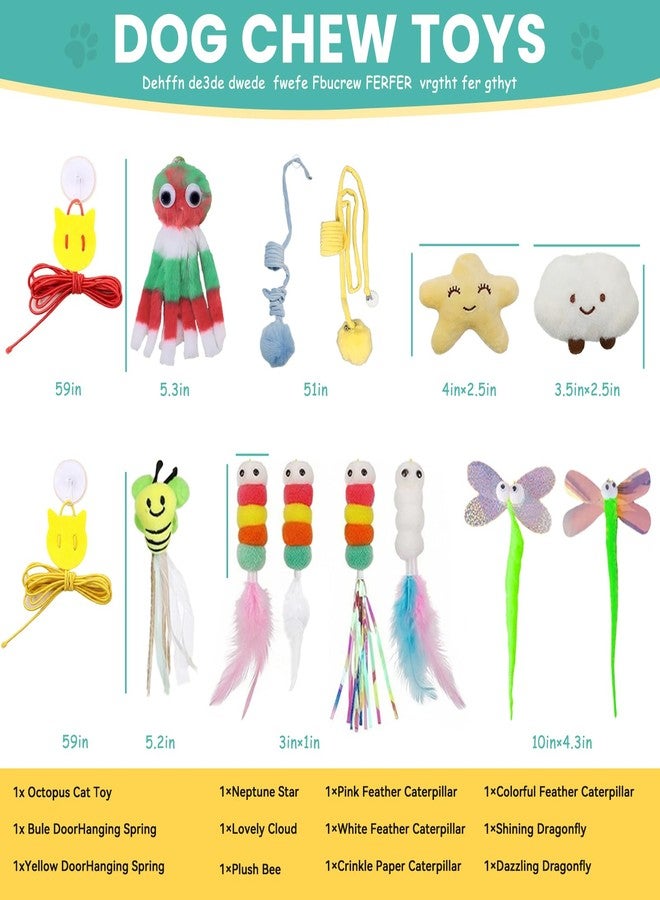 Cotkkstt 12Pack Hanging Cat Toy for Bored Indoor Cats. Interactive Cat Toy Set with Cat Wand Toy Styles,Cat Feather Toy Refill and Cat Toys for Indoor Cats for Play Exercise - Image 2