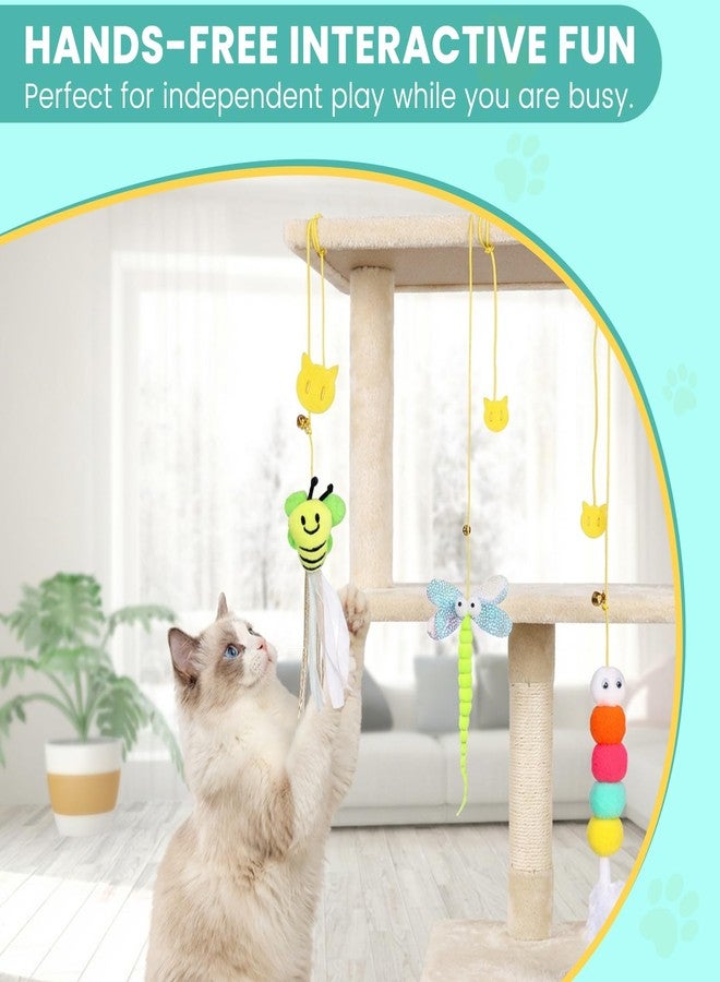 Cotkkstt 12Pack Hanging Cat Toy for Bored Indoor Cats. Interactive Cat Toy Set with Cat Wand Toy Styles,Cat Feather Toy Refill and Cat Toys for Indoor Cats for Play Exercise - Image 5