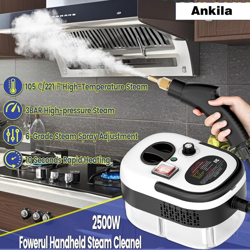 Ankila Handheld High-Portable Car Steamer For Auto Detailing,Steam Cleaner For Home,Temperature Pressurized Steam Cleaner,Steam Cleaning Machine For Furniture,Kitchen,Grout,Floor,Tile (White) - Image 3