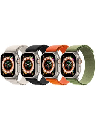 4 عبوات لساعة Apple Watch Alpine Loop Band 49 مم/45 مم/44 مم حزام رياضي منسوج من الناي متوافق مع iWatch Series 8/Ultra/7/SE/6/5/4/3/2/8 //برتقالي/ أبيض / أخضر / برتقالي / أسود - view 2