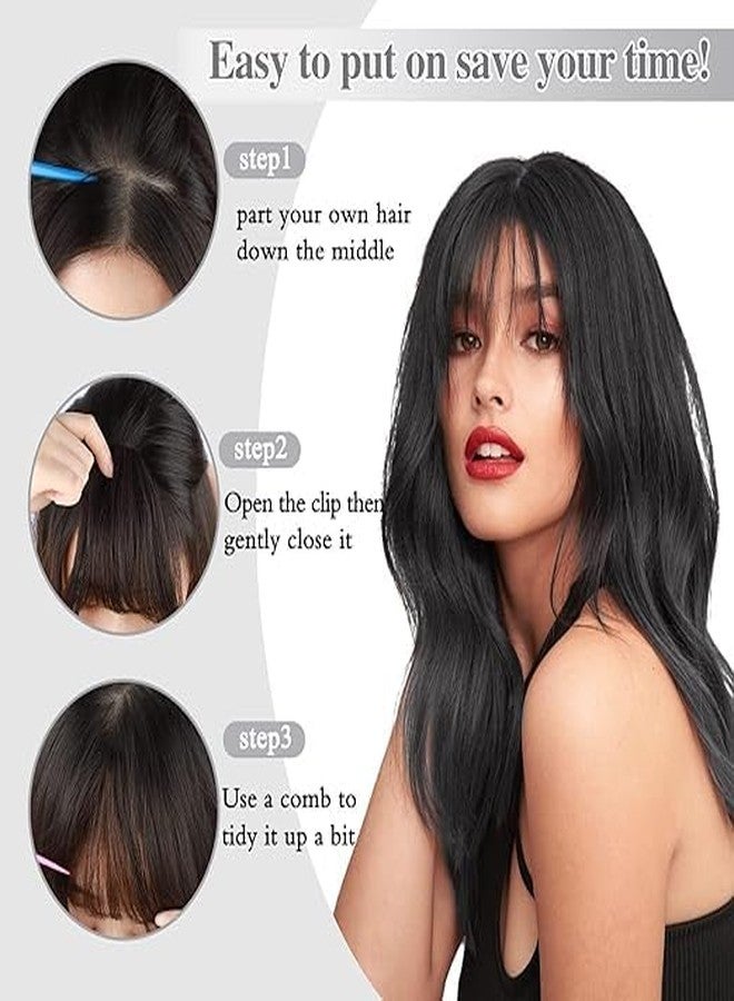 GLAN Front Bangs Hair Extensions Clip on Hair Extensions For Women Hair Bangs Front Hair Extensions for Girls Fringes Hair Extensions Natural Black Brown - Image 4
