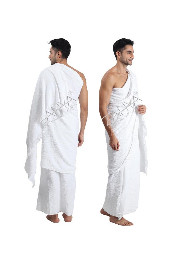 ZAHYA Men's Terry Cotton Ehram Set for Hajj and Umrah | Towel Material, Comfortable & Durable 2 Piece Pure White Ihram Clothing - Image 1