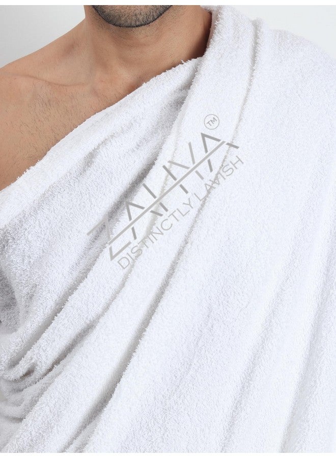 ZAHYA Men's Terry Cotton Ehram Set for Hajj and Umrah | Towel Material, Comfortable & Durable 2 Piece Pure White Ihram Clothing - Image 3