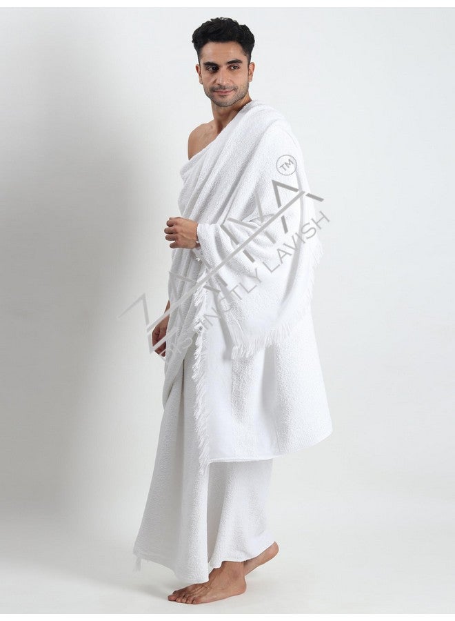 ZAHYA Men's Terry Cotton Ehram Set for Hajj and Umrah | Towel Material, Comfortable & Durable 2 Piece Pure White Ihram Clothing - Image 4