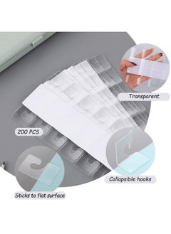 Aster 200 Pcs Clear High-Adhesive Folding Hang Tabs Hooks, Portable Mini Sticky Hanger Tabs J-Hook, Adhesive Tag Hooks For Store Retail Small Sale Items Display  - Image 4