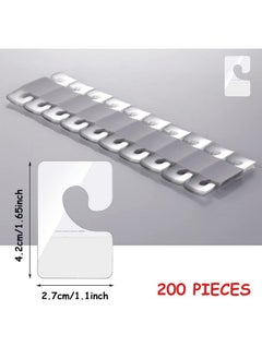Aster 200 Pcs Clear High-Adhesive Folding Hang Tabs Hooks, Portable Mini Sticky Hanger Tabs J-Hook, Adhesive Tag Hooks For Store Retail Small Sale Items Display  - Image 2