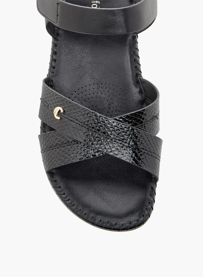 Le Confort Cross Strap Block Heel Sandals with Hook and Loop Closure