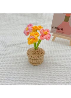 Generic DIY Mini Potted Roses Crochet Knit Tulips Office Décor Color forget-me-not 