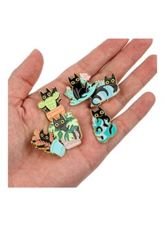 Cute Cat Enamel Pins, 6 Pcs Cartoon Cats Hidden in Potted Plants Backpack Brooches Lapel Pins Novelty Anime Black Cat Punk Badges Button for Men Women Jackets Clothings Bags Hats Jeans