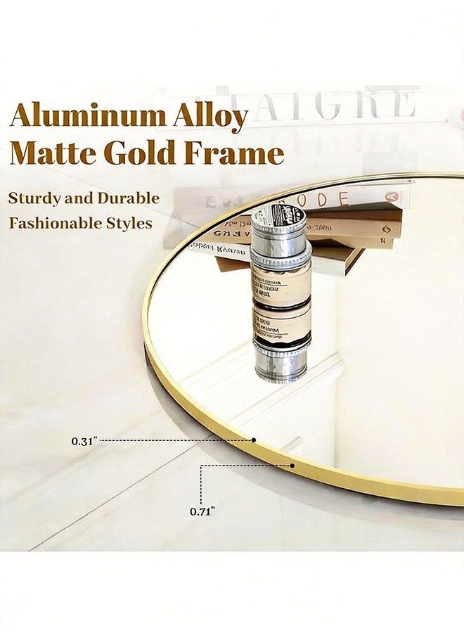 Bathroom Mirror, Wall Mounted Round Mirror with Metal Frame, HD Anti-Rust Vanity Makeup Mirror, Modern Wall Decorative Mirror for Bathroom, Hallway, Living Room Wall Decor (60*60CM) - Image 4
